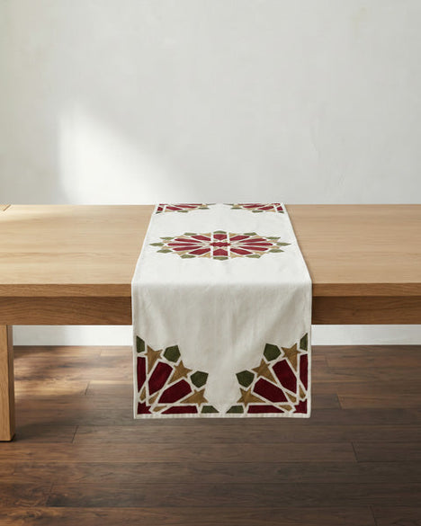 Mazidah brand pattern made of layered, repeated craft-inspired geometric motifs.