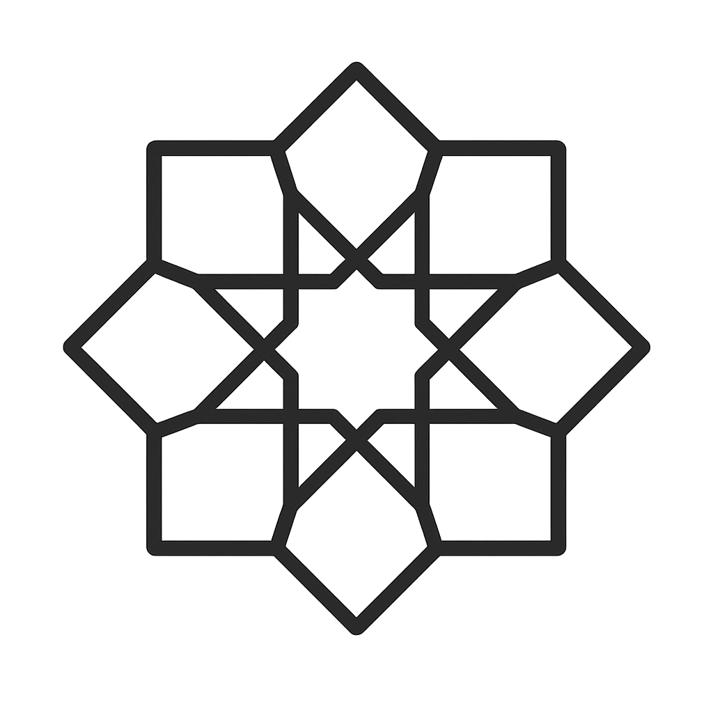 Geometric pattern of interconnected shapes on a white background