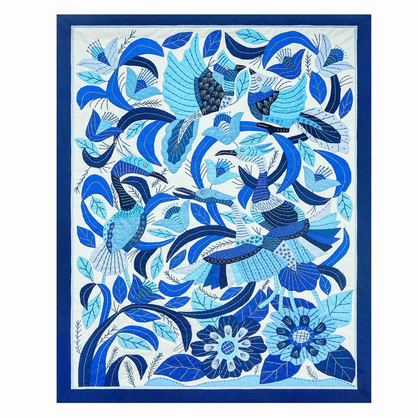 Blue Garden Birds Khayamiya Wall Art