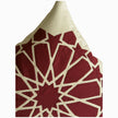 Cushion in burgundy polycotton with Najmi star geometry, demonstrating Khayamiya craftsmanship.