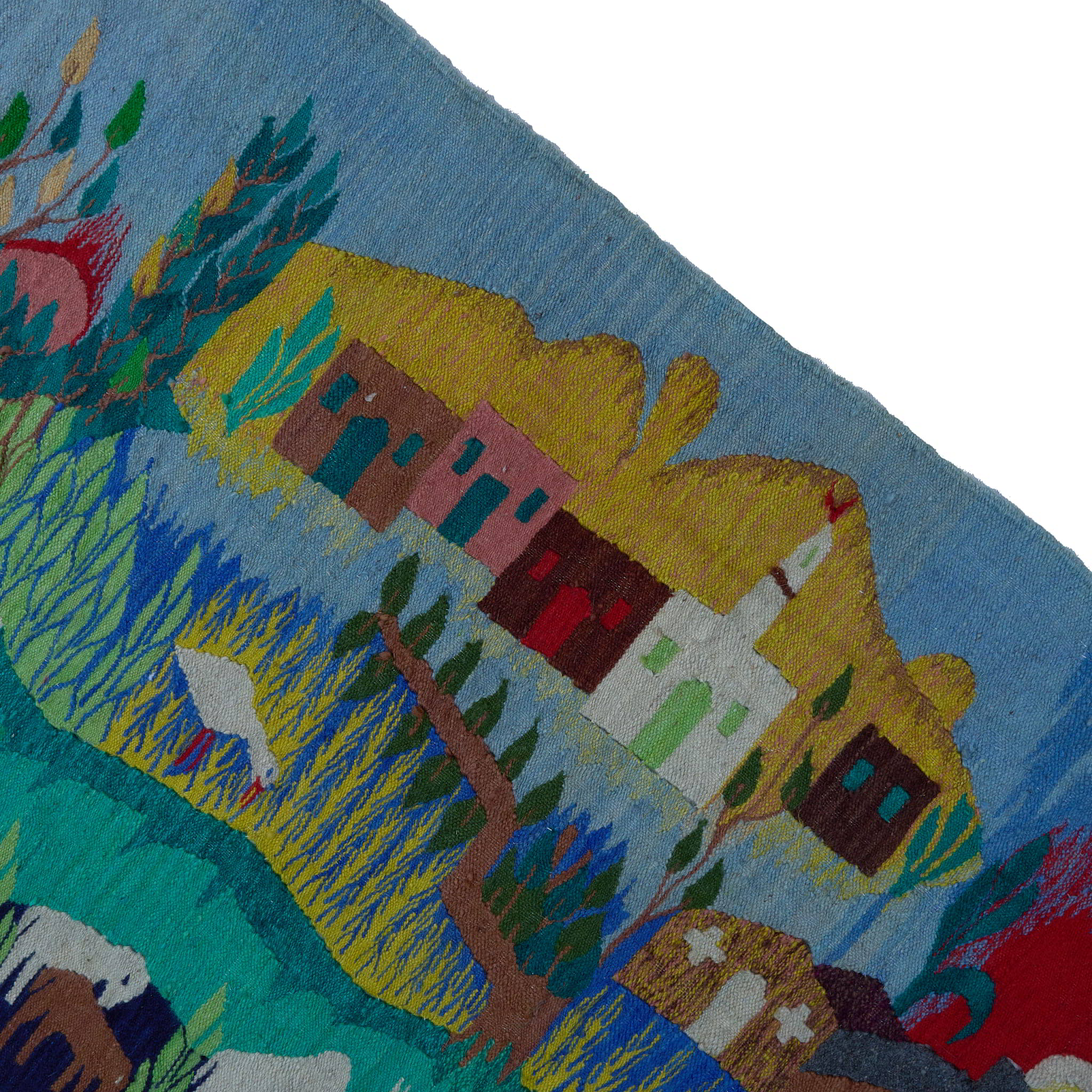 Colorblock Village Tapestry Handwoven Rug