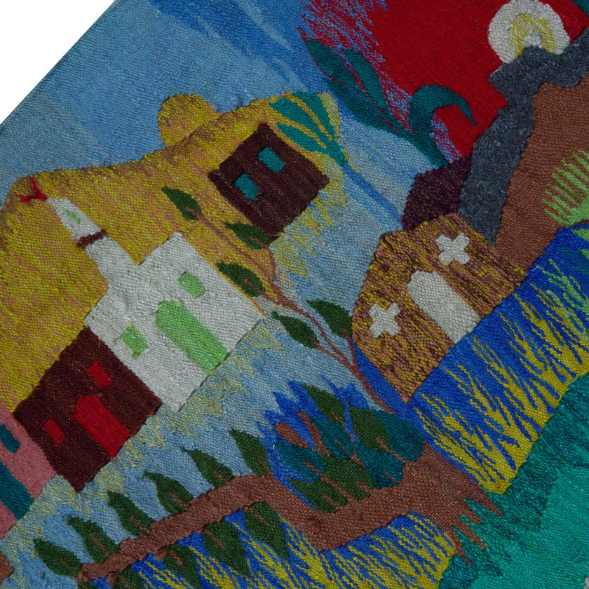 Colorblock Village Tapestry Handwoven Rug