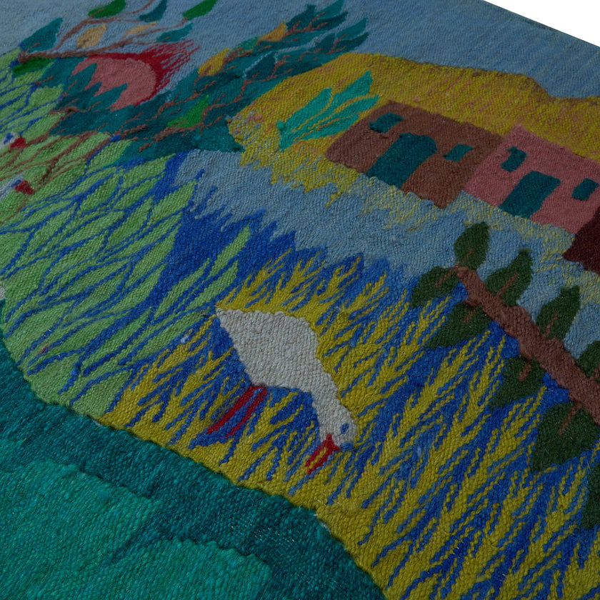 Colorblock Village Tapestry Handwoven Rug