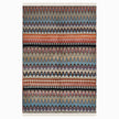 rug in blue wool with zigzag tribal stripe motif, demonstrating handwoven rug craftsmanship.