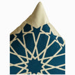 Cushion in petroleum polycotton with Najmi star geometry, demonstrating Khayamiya craftsmanship.