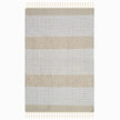 kilim in beige cotton with minimalist stripe/diamond motif, demonstrating kilim craftsmanship.